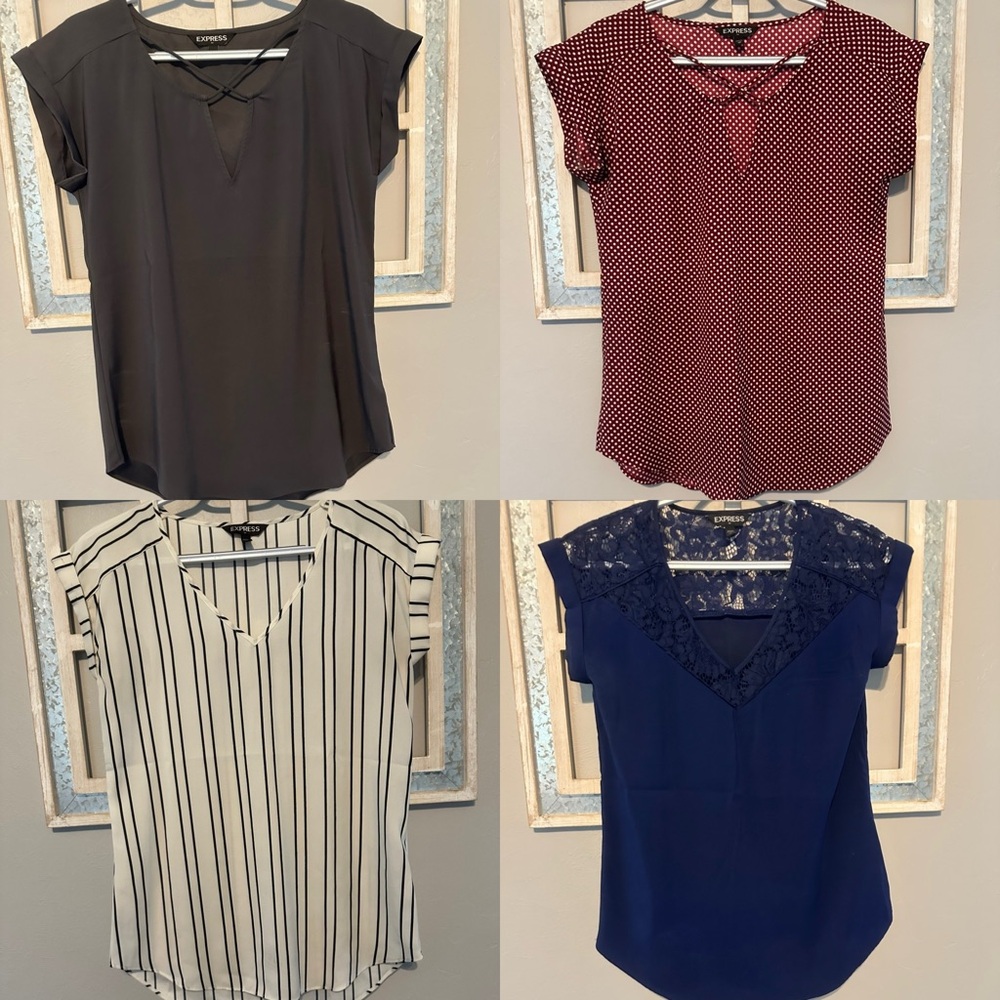 Set of 4 - Express Cap Sleeve Silky Blouses